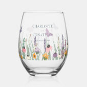 Wilde bloemen en Butterflies Wedding Wijnglas Zonder Voet (Voorkant)