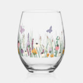 Wilde bloemen en Butterflies Wedding Wijnglas Zonder Voet (Rechts)