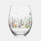 Wilde bloemen en Butterflies Wedding Wijnglas Zonder Voet (Links)