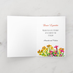 Wilde bloemen en een witte kwikstaart folie wenskaart
