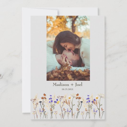 Wilde bloemen en foto's Weddenschap Kaart (Achterkant)