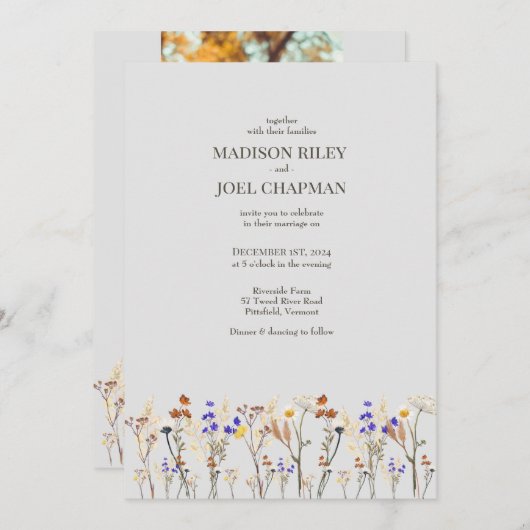 Wilde bloemen en foto's Weddenschap Kaart (Voorkant / Achterkant)