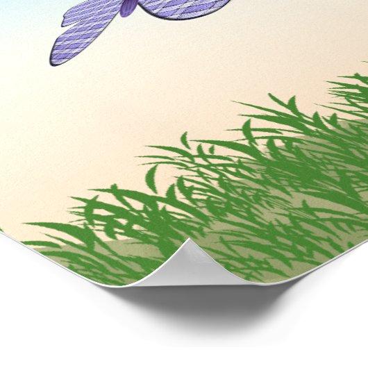 Wilde bloemen en Gingham Butterflies Poster (Hoek)