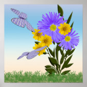 Wilde bloemen en Gingham Butterflies Poster (Voorkant)