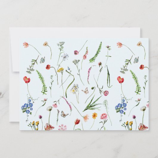  wilde bloemen en goud en blauw Baby shower Kaart (Achterkant)