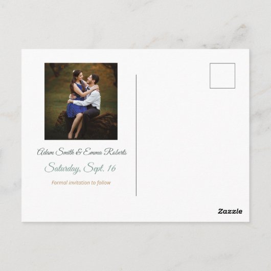 Wilde bloemen en gouden enkels sparen de datum van briefkaart (Achterkant)