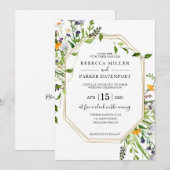 Wilde bloemen en goudweddenschappen kaart (Voorkant / Achterkant)