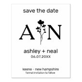 Wilde bloemen en Initiaal voor bruiloft Bewaar de  Rubberstempel (Afrduk)