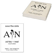 Wilde bloemen en Initiaal voor bruiloft Bewaar de  Rubberstempel (Gestempeld)