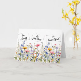 Wilde bloemen en inspirerende woorden kaart