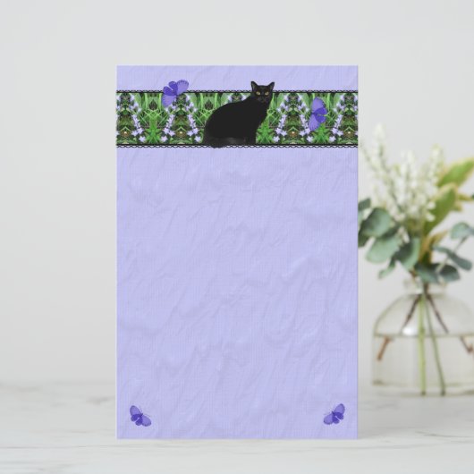 wilde bloemen en katten-Briefpapier Briefpapier (Staand voorkant)
