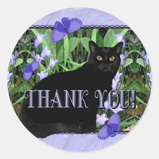 wilde bloemen en katten Dank jullie wel Ronde Sticker (Voorkant)