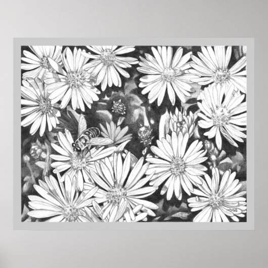 Wilde bloemen en kunst van Honeybee print fijn Pos (Voorkant)