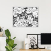 Wilde bloemen en kunst van Honeybee print fijn Pos (Thuiskantoor)