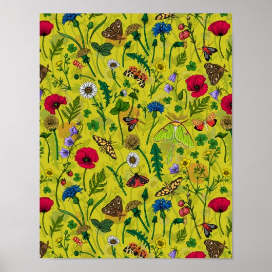Wilde bloemen en moten 2 poster (Voorkant)