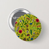 Wilde bloemen en moten 2 ronde button 5,7 cm (Voorkant /achterkant)