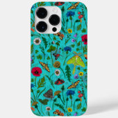 Wilde bloemen en motten op blauwgroen Case-Mate iPhone case (Achterkant)