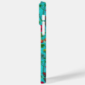 Wilde bloemen en motten op blauwgroen Case-Mate iPhone case (Achterkant / Links)