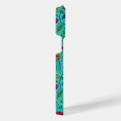 Wilde bloemen en motten op blauwgroen iPhone hoesje (Rechterkant)