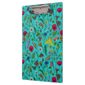 Wilde bloemen en motten op blauwgroen klembord (Links)