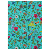 Wilde bloemen en motten op blauwgroen klembord (Achterkant)