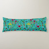 Wilde bloemen en motten op blauwgroen lichaamskussen (Voorkant)