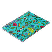 Wilde bloemen en motten op blauwgroen notitieboek (Linkerzijde)