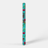 Wilde bloemen en motten op blauwgroen samsung galaxy hoesje (Rechterkant)