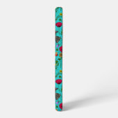 Wilde bloemen en motten op blauwgroen samsung galaxy hoesje (Linkerkant)