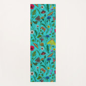 Wilde bloemen en motten op blauwgroen yogamat (Voorkant)