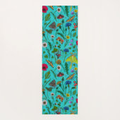 Wilde bloemen en motten op blauwgroen yogamat (Achterkant)