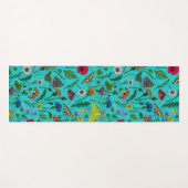 Wilde bloemen en motten op blauwgroen yogamat (Voorkant (horizontaal))