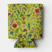 Wilde bloemen en motten op groen blikjeskoeler (Voorkant)