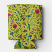 Wilde bloemen en motten op groen blikjeskoeler (Achterkant)