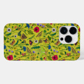 Wilde bloemen en motten op groen iPhone hoesje (Achterkant horizontaal)