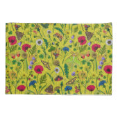 Wilde bloemen en motten op groen kussensloop (Achterkant-Links)