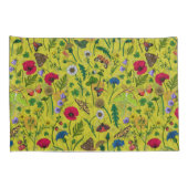 Wilde bloemen en motten op groen kussensloop (Achterkant-Rechts)
