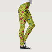 Wilde bloemen en motten op groen leggings (Rechts)
