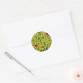 Wilde bloemen en motten op groen ronde sticker (Envelop)
