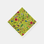 Wilde bloemen en motten op groen servet (Hoek)