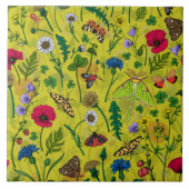 Wilde bloemen en motten op groen tegeltje (Voorkant)