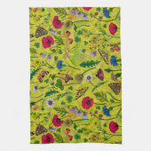 Wilde bloemen en motten op groen theedoek (Verticaal)