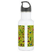 Wilde bloemen en motten op groen waterfles  (Achterkant)