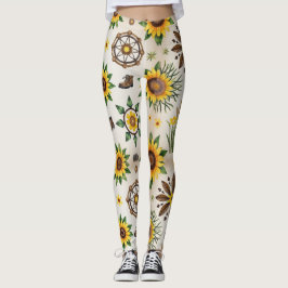 Wilde Bloemen En Natuurlijk Naadloos Patroon Leggings