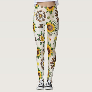 Wilde Bloemen En Natuurlijk Naadloos Patroon Leggings