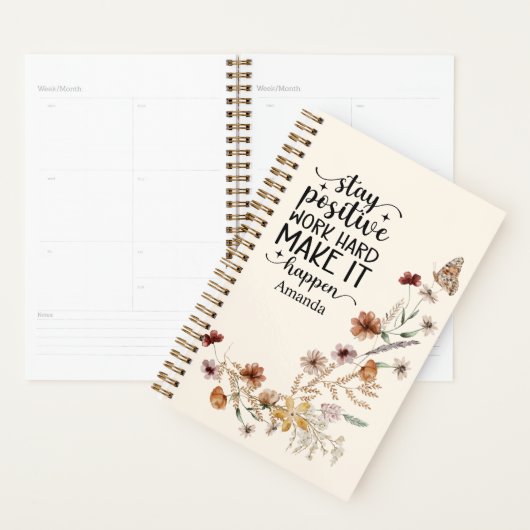 Wilde Bloemen En Positieve Citaat Planner (Display)