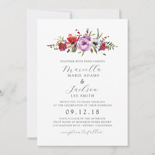 Wilde bloemen en Romance Kaart (Voorkant)