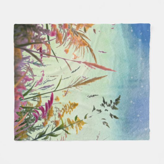 Wilde bloemen en sterren fleece deken (Voorkant (Horizontaal))