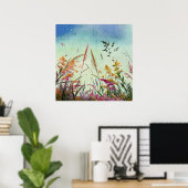 Wilde Bloemen En Sterren Poster (Thuiskantoor)