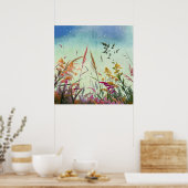Wilde Bloemen En Sterren Poster (Keuken)